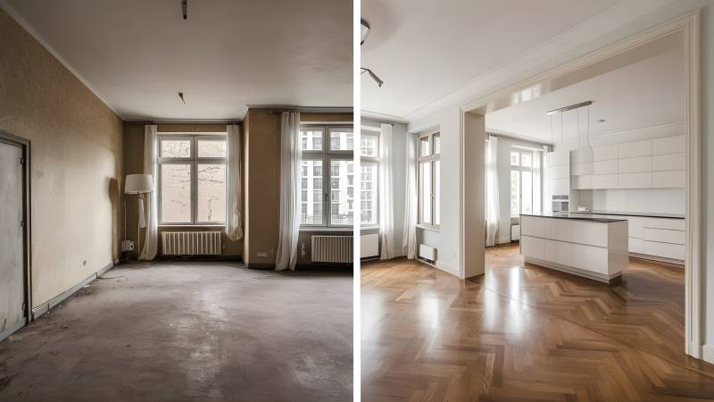 Artisans spécialisés en rénovation d’appartement avec nettoyage complet et mise en déchetterie des déchets et mobiliers proche de Puteaux 92